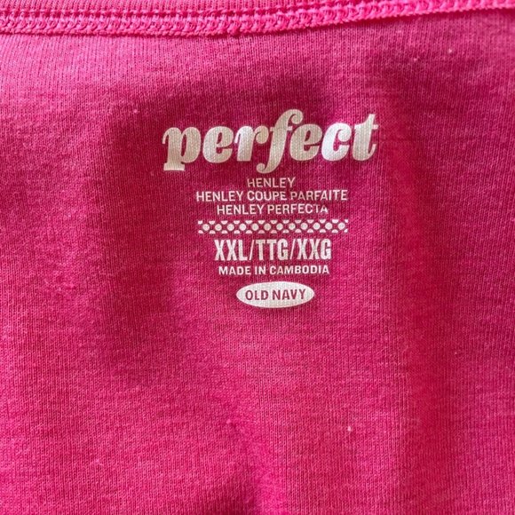 💚 NWOT Old Navy Perfect Henley Tee Pink xxl - Picture 2 of 3